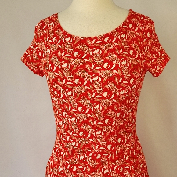 Boden SS Jersey Dress Orange w/ White Floral Print Size 6P - Picture 6 of 15